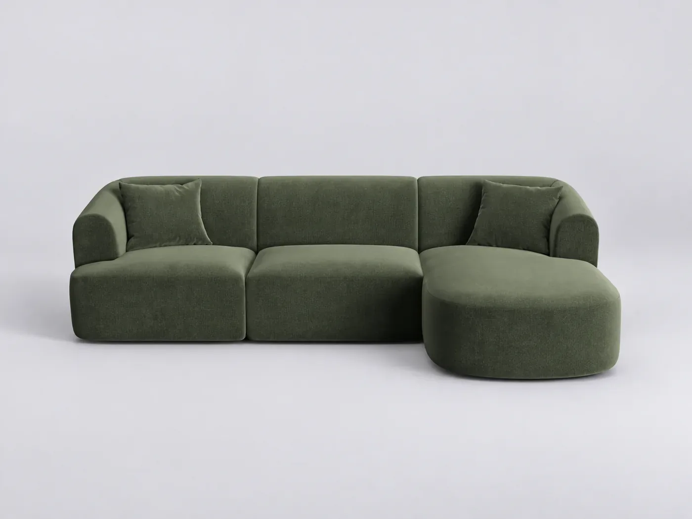 Canapé Campi Cosmopolitan Design, 4 places d'angle fixe, velours, coloris vert