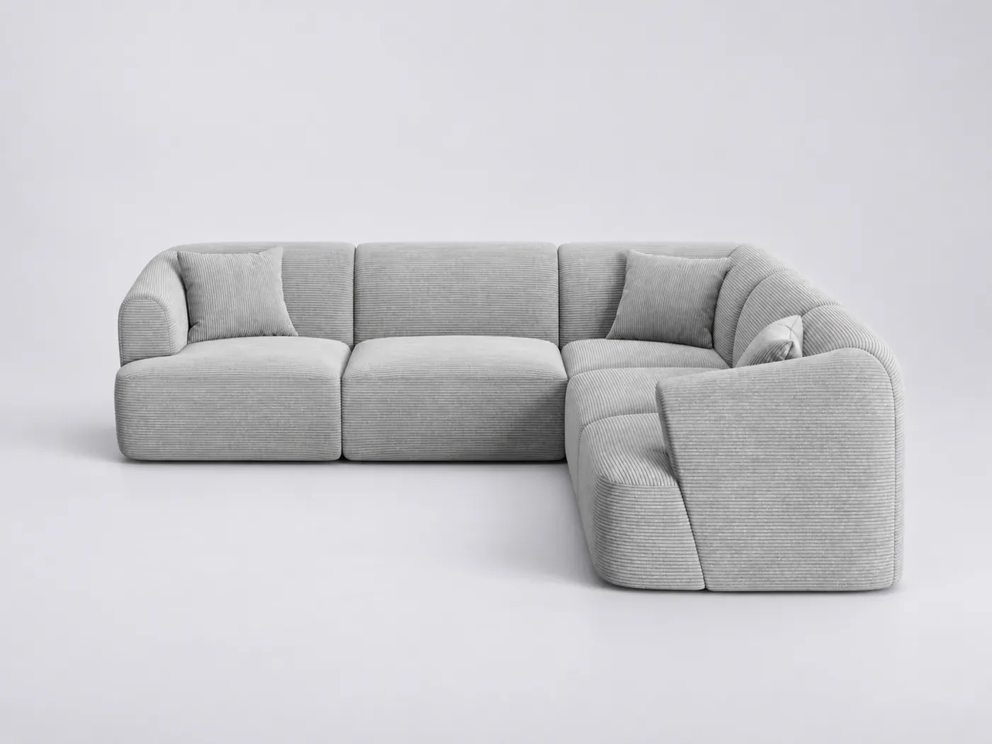 Canapé Campi Maisons du Monde, 6 places d'angle fixe, velours côtelé, coloris argent