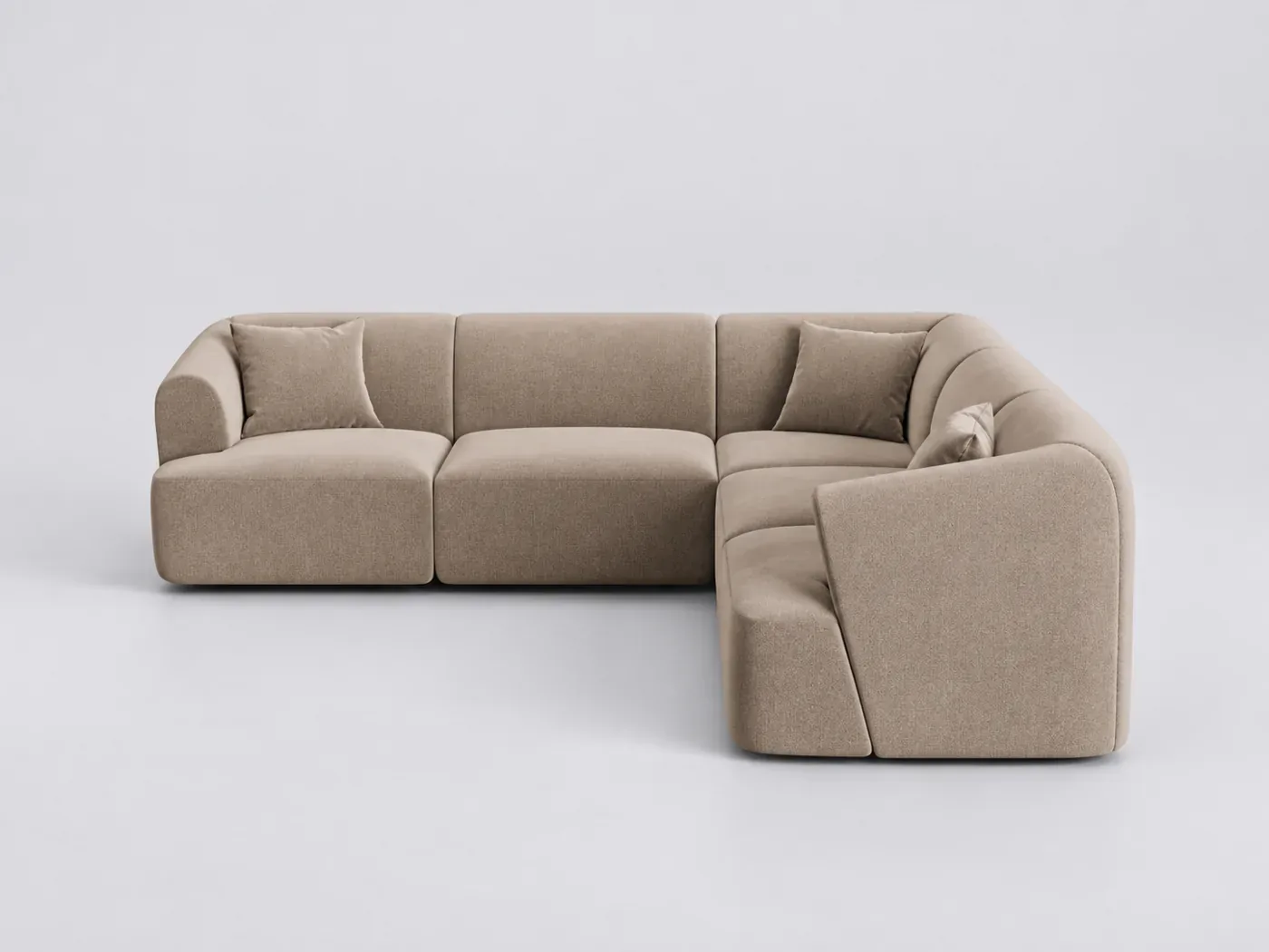 Canapé Campi Cosmopolitan Design, 6 places d'angle fixe, velours, coloris beige foncé