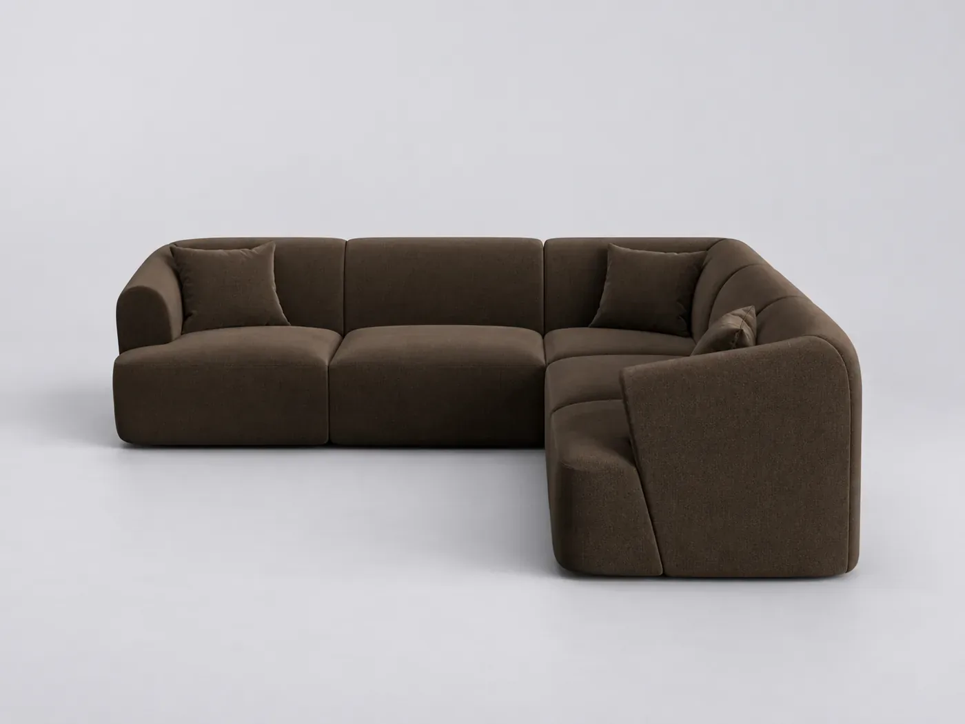 Canapé Campi Maisons du Monde, 6 places d'angle fixe, velours, coloris chocolat