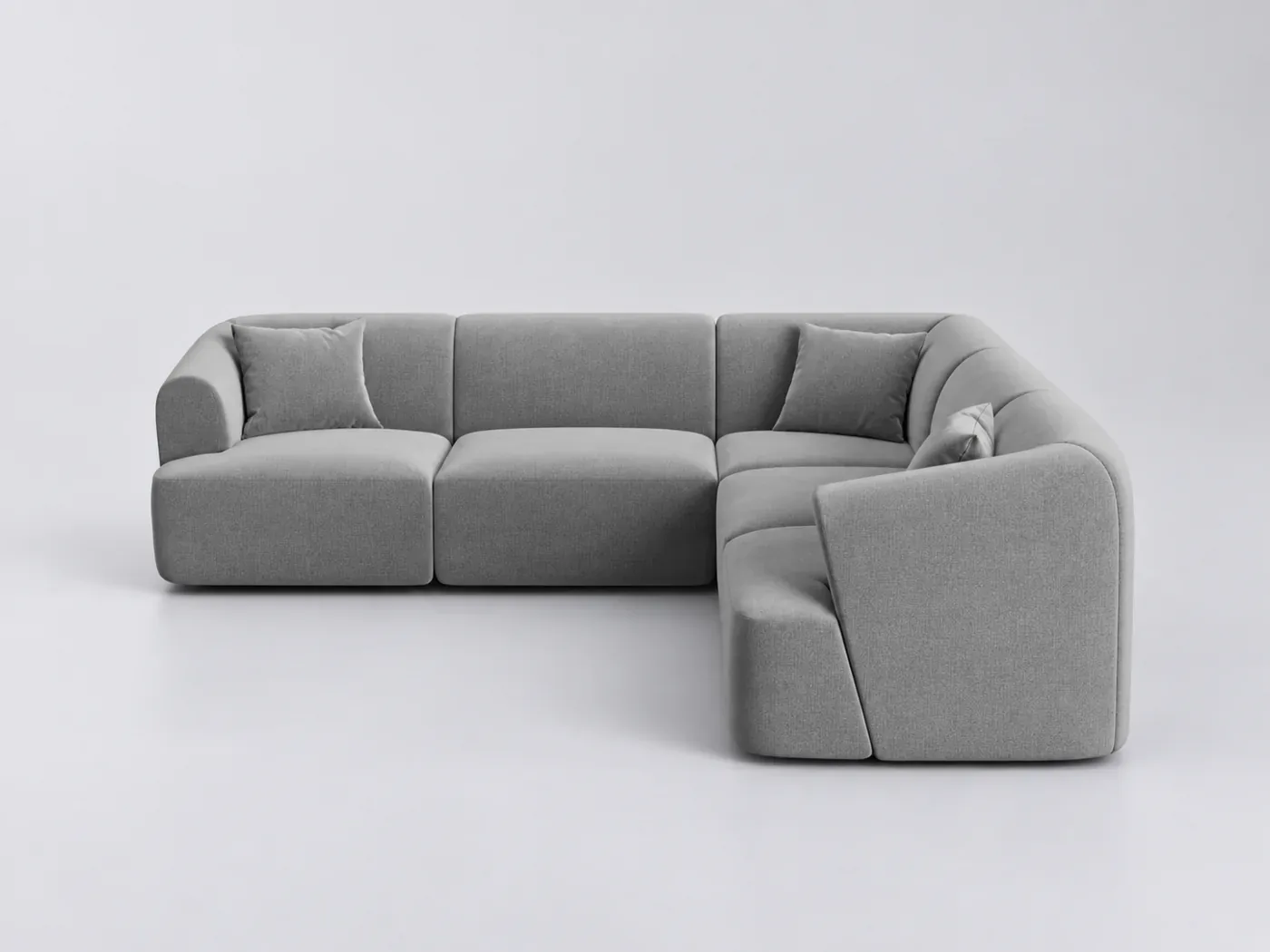 Canapé Campi Cosmopolitan Design, 6 places d'angle fixe, velours, coloris gris