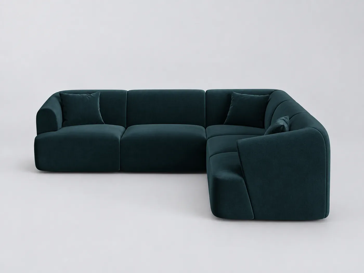 Canapé Campi Cosmopolitan Design, 6 places d'angle fixe, velours, coloris pétrole profond