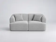 Canapé Campi Maisons du Monde, 2 places modulable fixe, velours côtelé, coloris argent