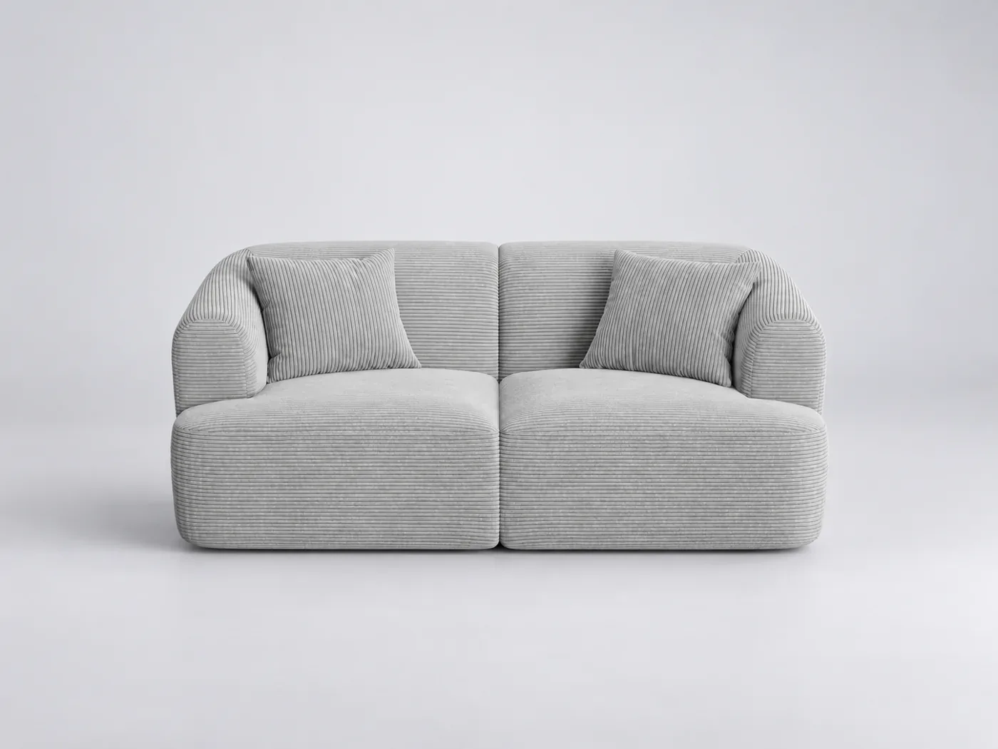 Canapé Campi Maisons du Monde, 2 places modulable fixe, velours côtelé, coloris argent