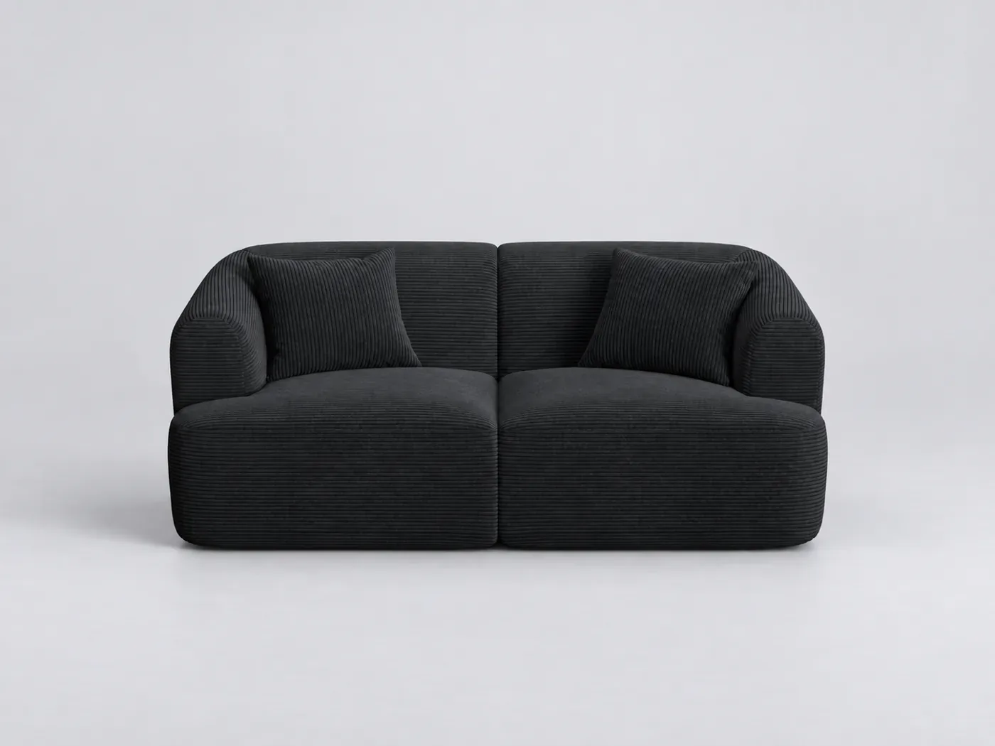 Canapé Campi Cosmopolitan Design, 2 places modulable fixe, velours côtelé, coloris noir