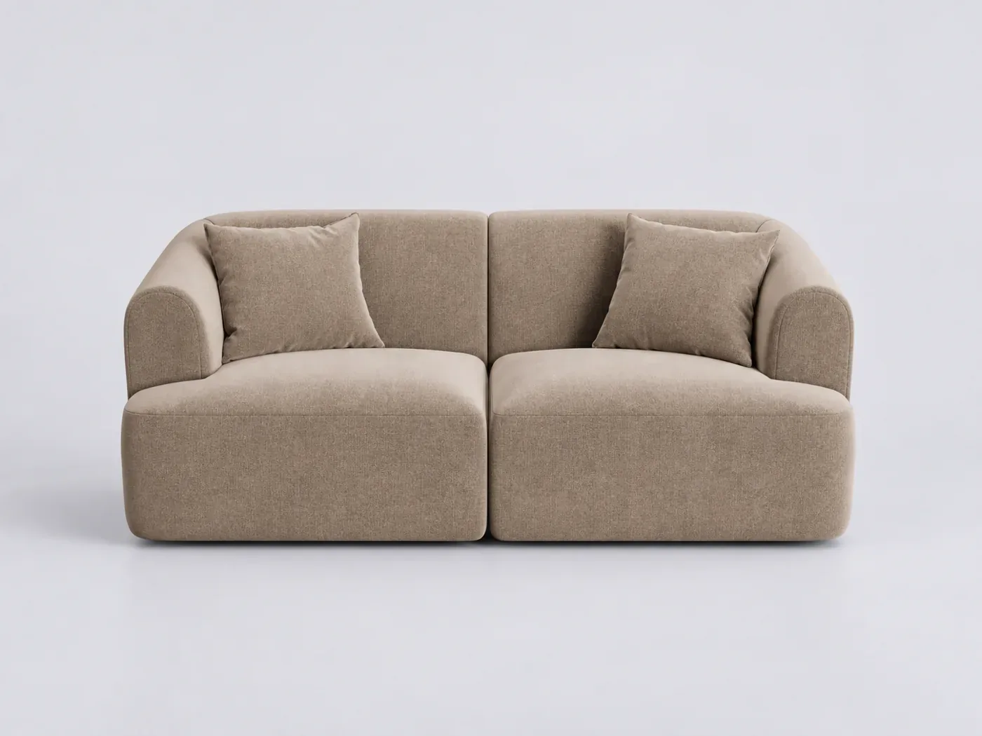 Canapé Campi Cosmopolitan Design, 2 places modulable fixe, velours, coloris beige foncé