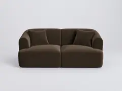 Canapé Campi Maisons du Monde, 2 places modulable fixe, velours, coloris chocolat