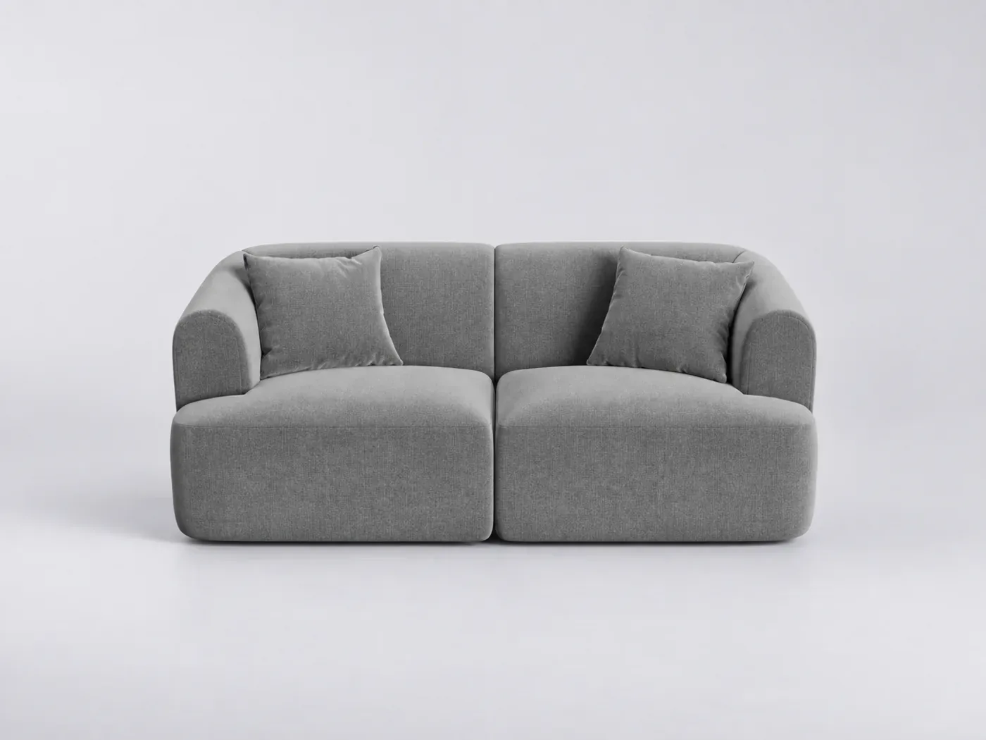 Canapé Campi Cosmopolitan Design, 2 places modulable fixe, velours, coloris gris