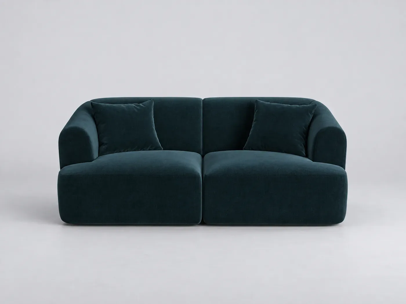 Canapé Campi Cosmopolitan Design, 2 places modulable fixe, velours, coloris pétrole profond