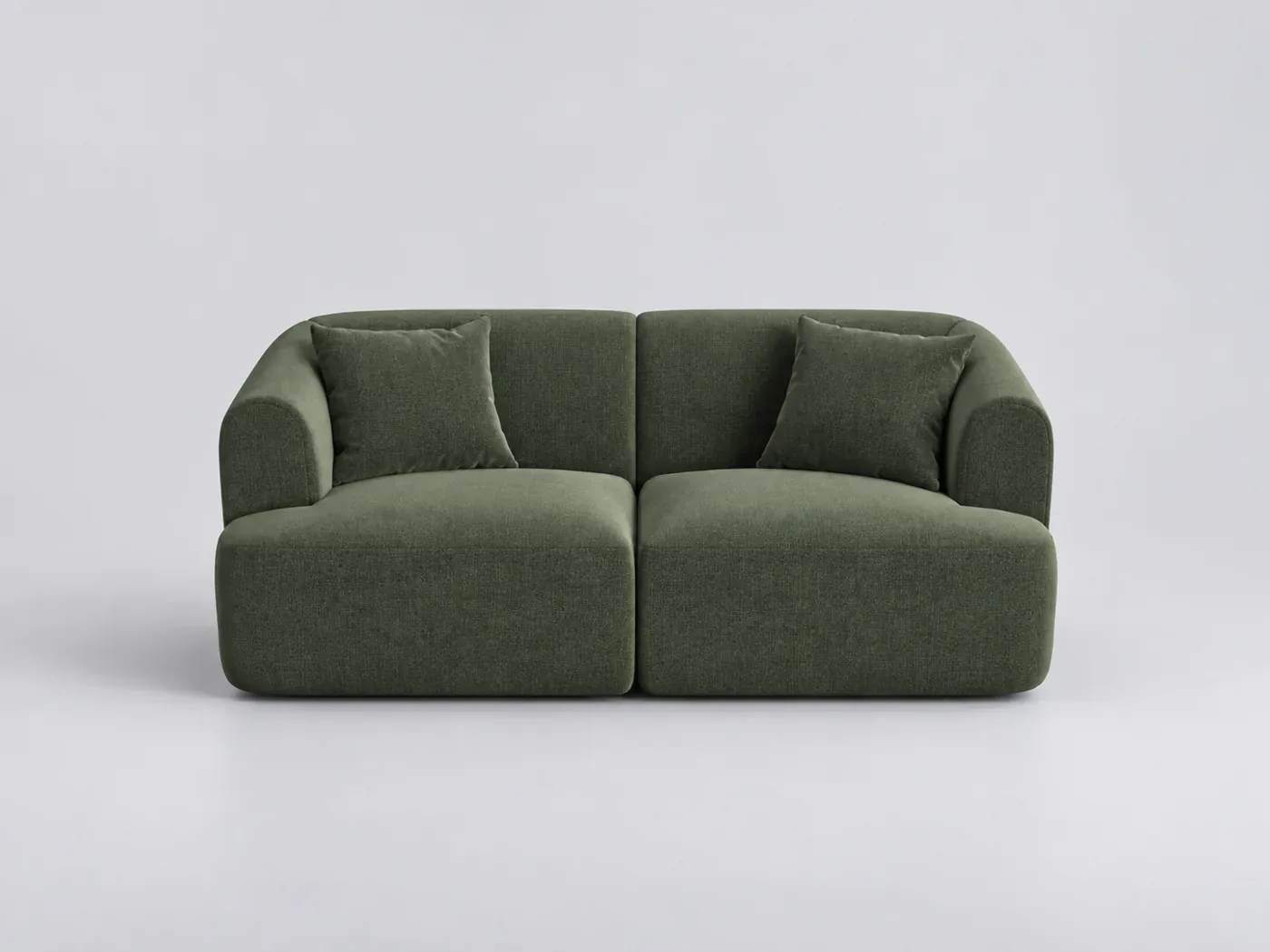 Canapé Campi Cosmopolitan Design, 2 places modulable fixe, velours, coloris vert