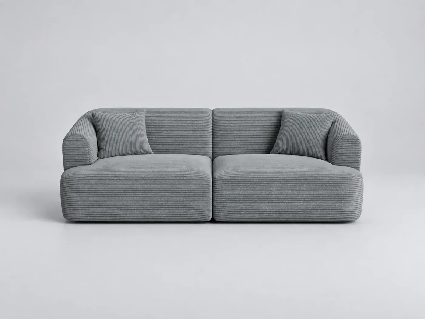 Canapé Campi Cosmopolitan Design, 3 places modulable fixe, velours côtelé, coloris gris foncé