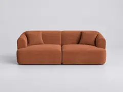 Canapé Campi Maisons du Monde, 3 places modulable fixe, velours côtelé, coloris terracotta