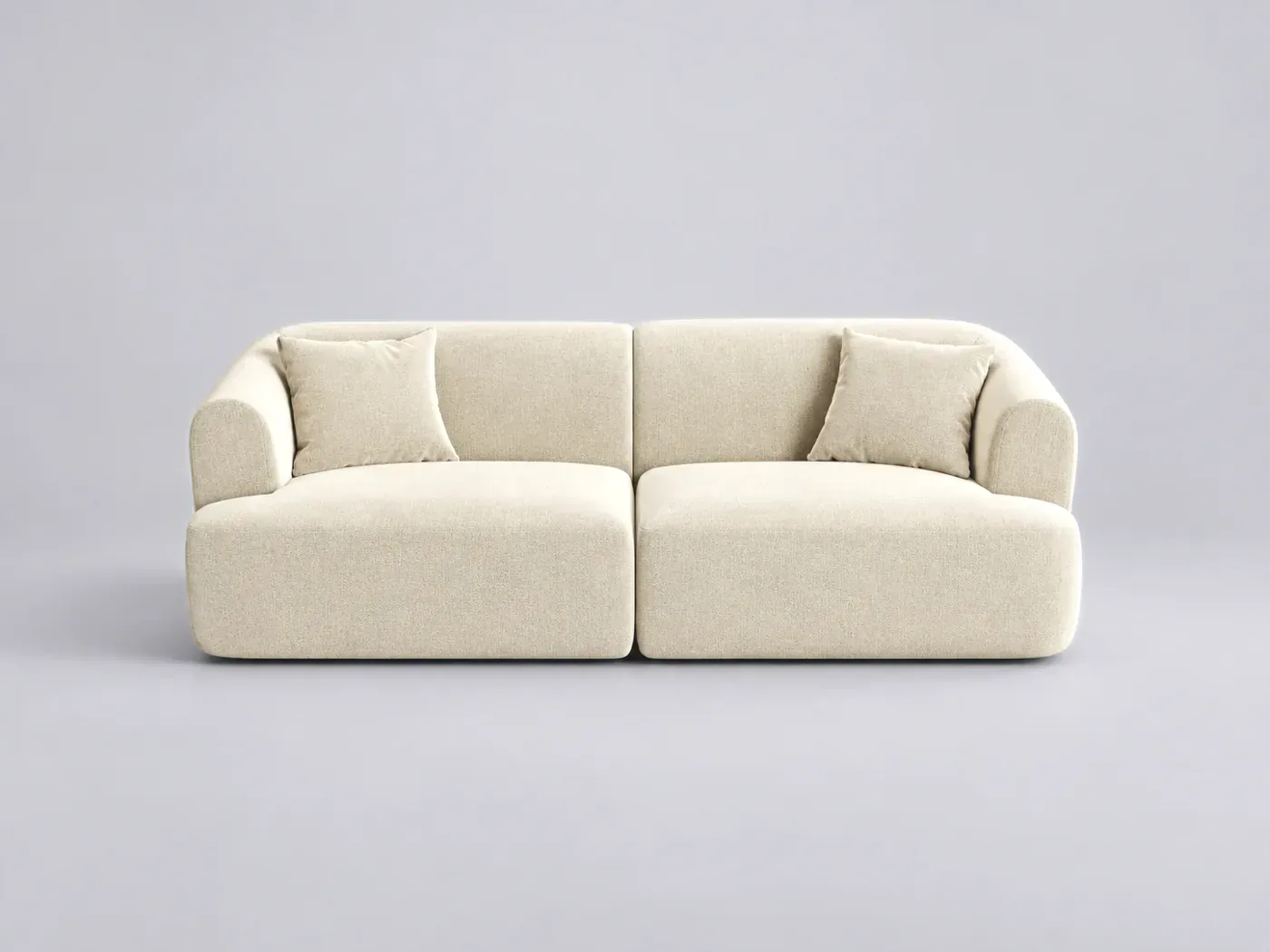 Canapé Campi Cosmopolitan Design, 3 places modulable fixe, velours, coloris beige clair
