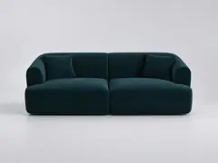 Canapé Campi Maisons du Monde, 3 places modulable fixe, velours, coloris pétrole profond