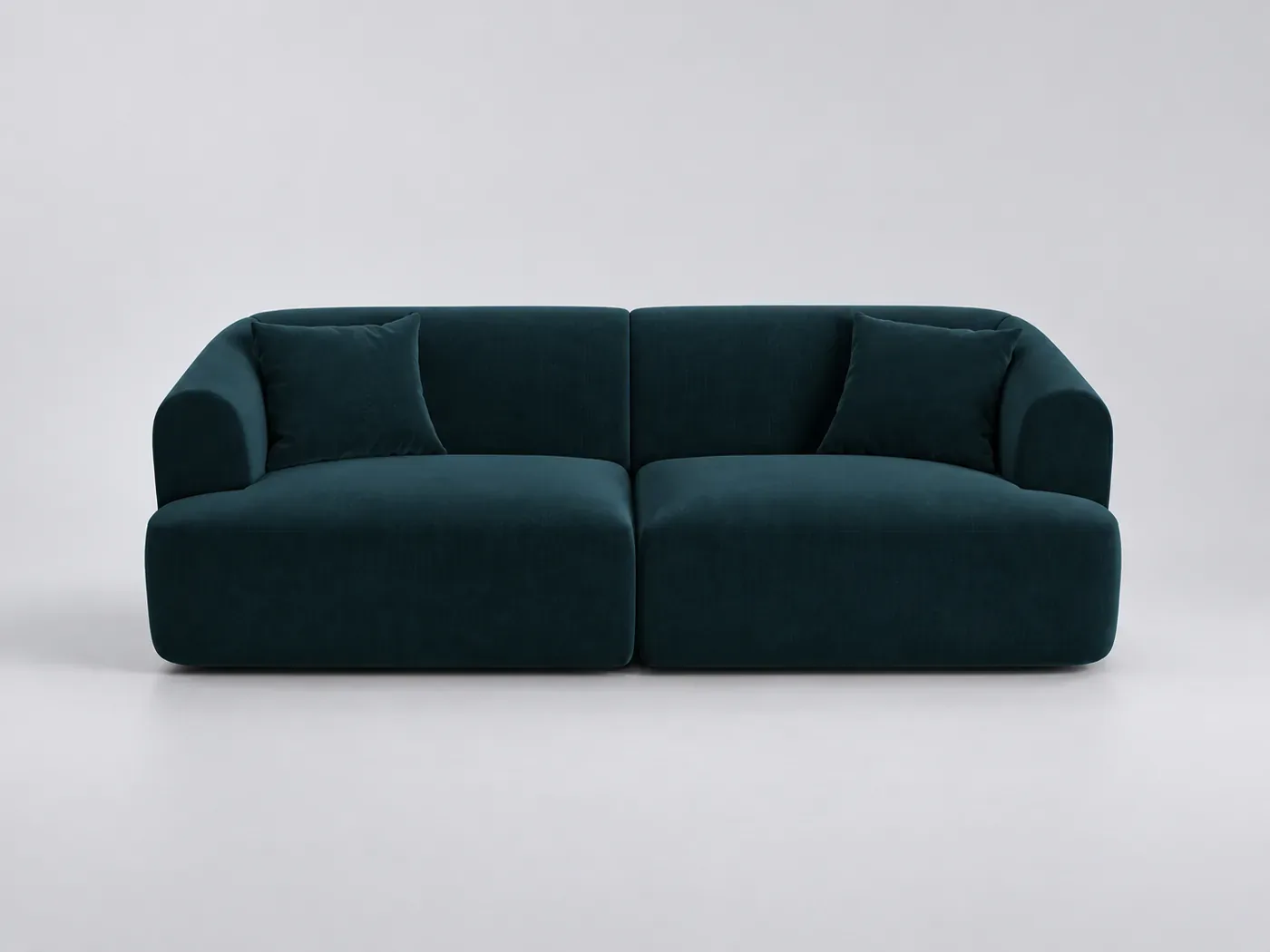 Canapé Campi Maisons du Monde, 3 places modulable fixe, velours, coloris pétrole profond