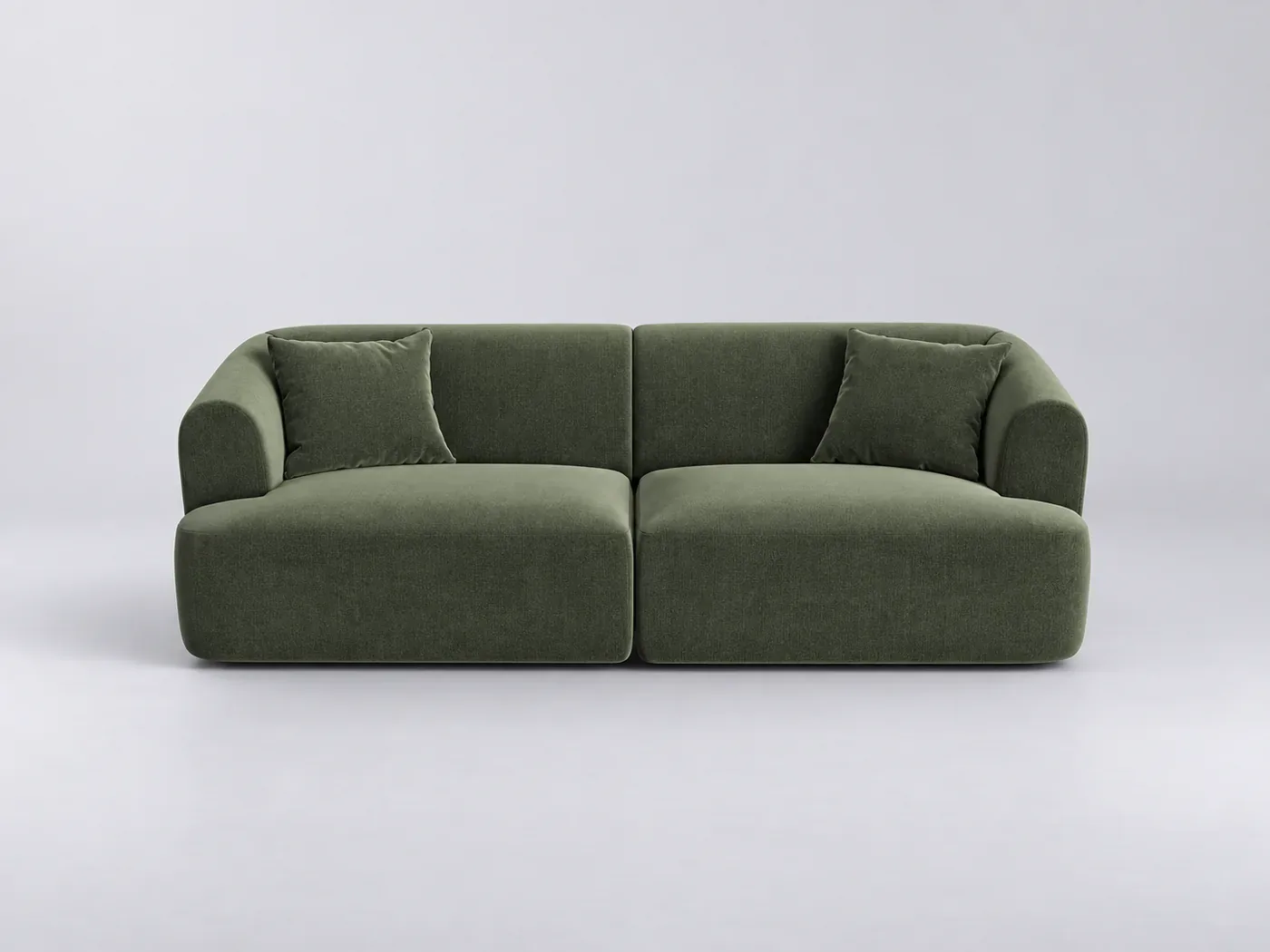 Canapé Campi Cosmopolitan Design, 3 places modulable fixe, velours, coloris vert