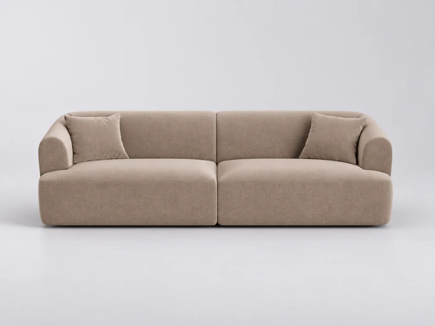 Canapé Campi Maisons du Monde, 4 places modulable fixe, velours, coloris beige foncé