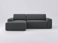 Canapé Jodie Maisons du Monde, 3 places d'angle fixe, tissu structurel, coloris gris foncé