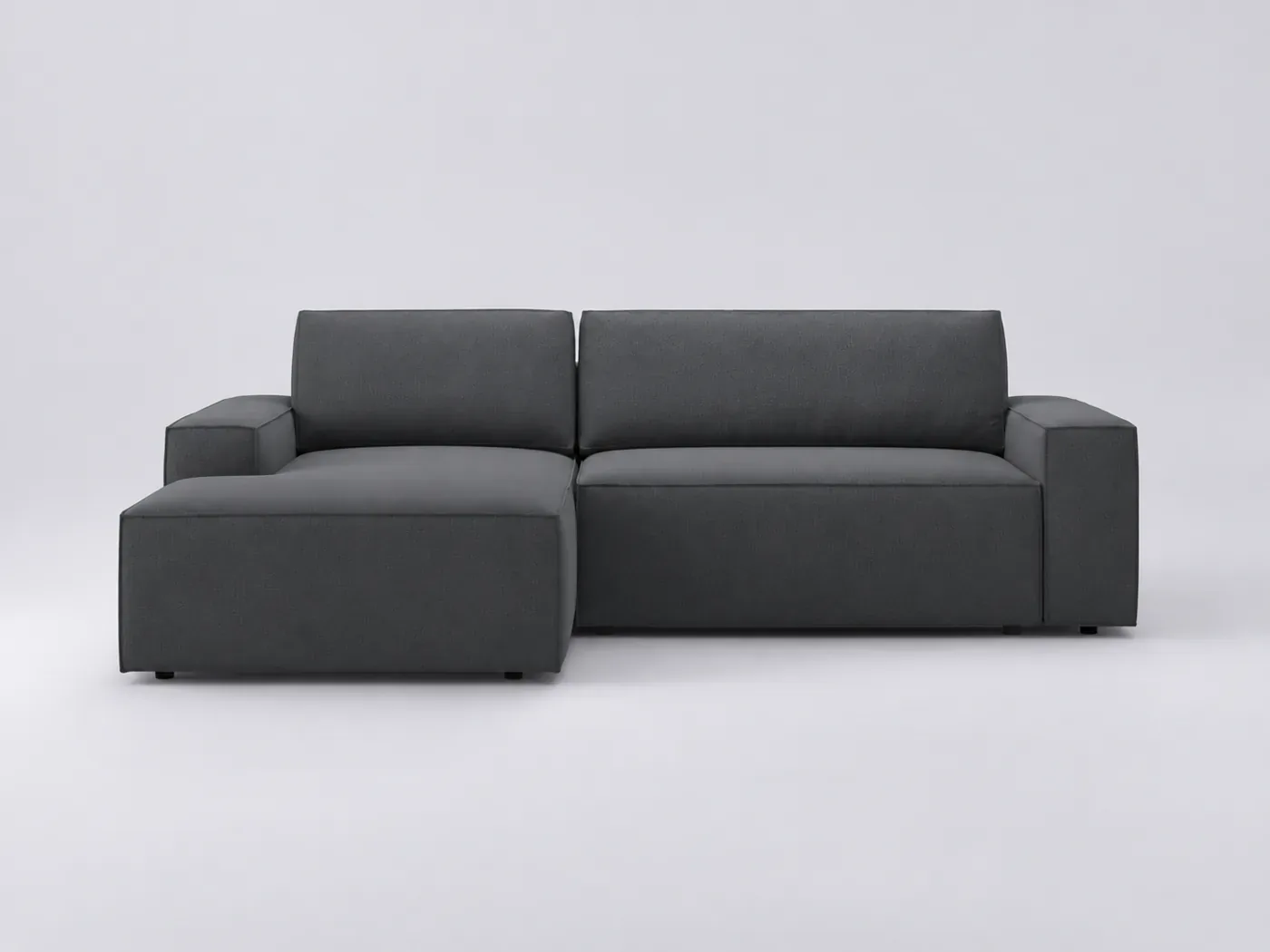 Canapé Jodie Maisons du Monde, 3 places d'angle fixe, tissu structurel, coloris gris foncé