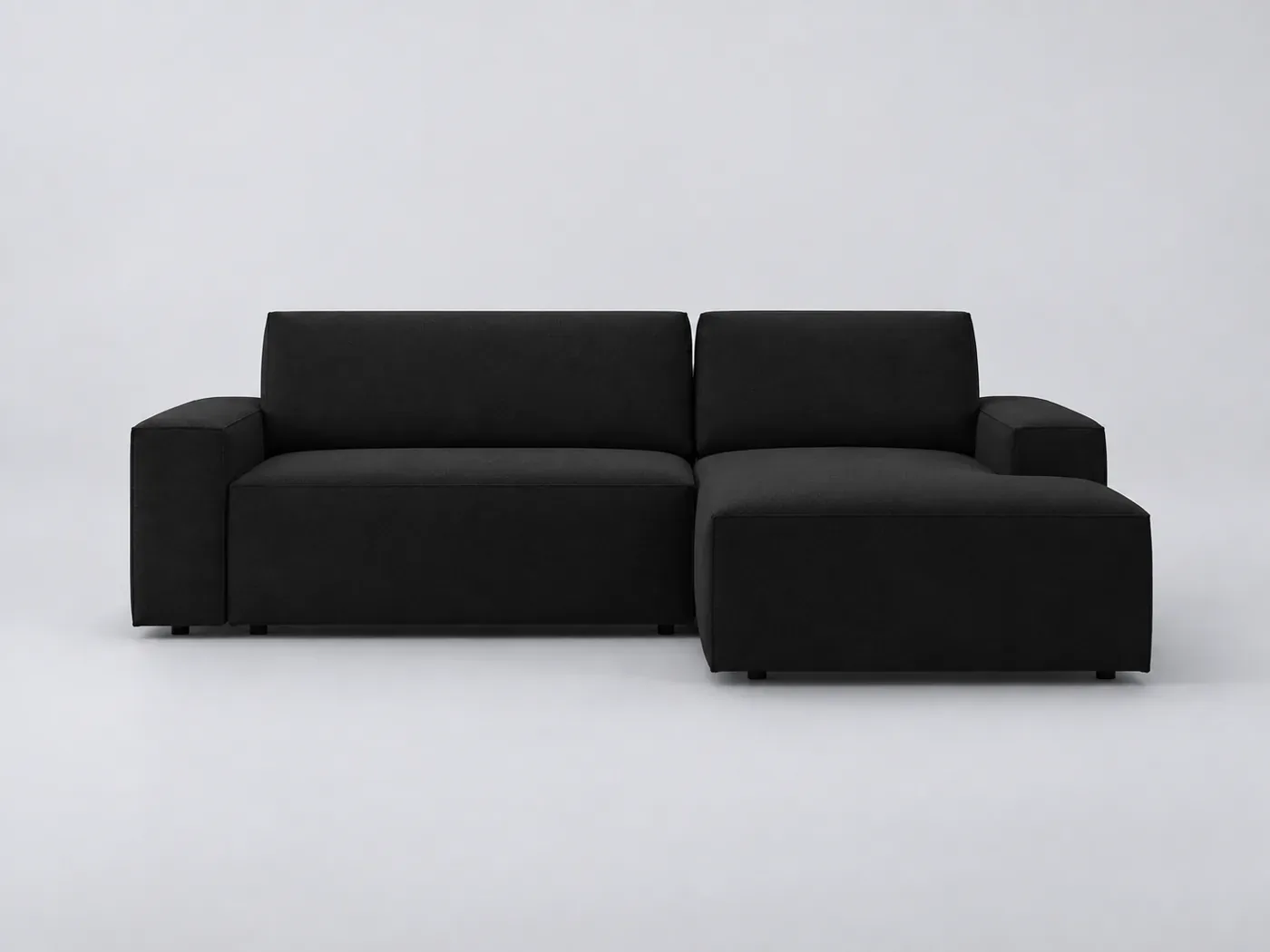 Canapé Jodie Maisons du Monde, 3 places d'angle fixe, velours, coloris noir