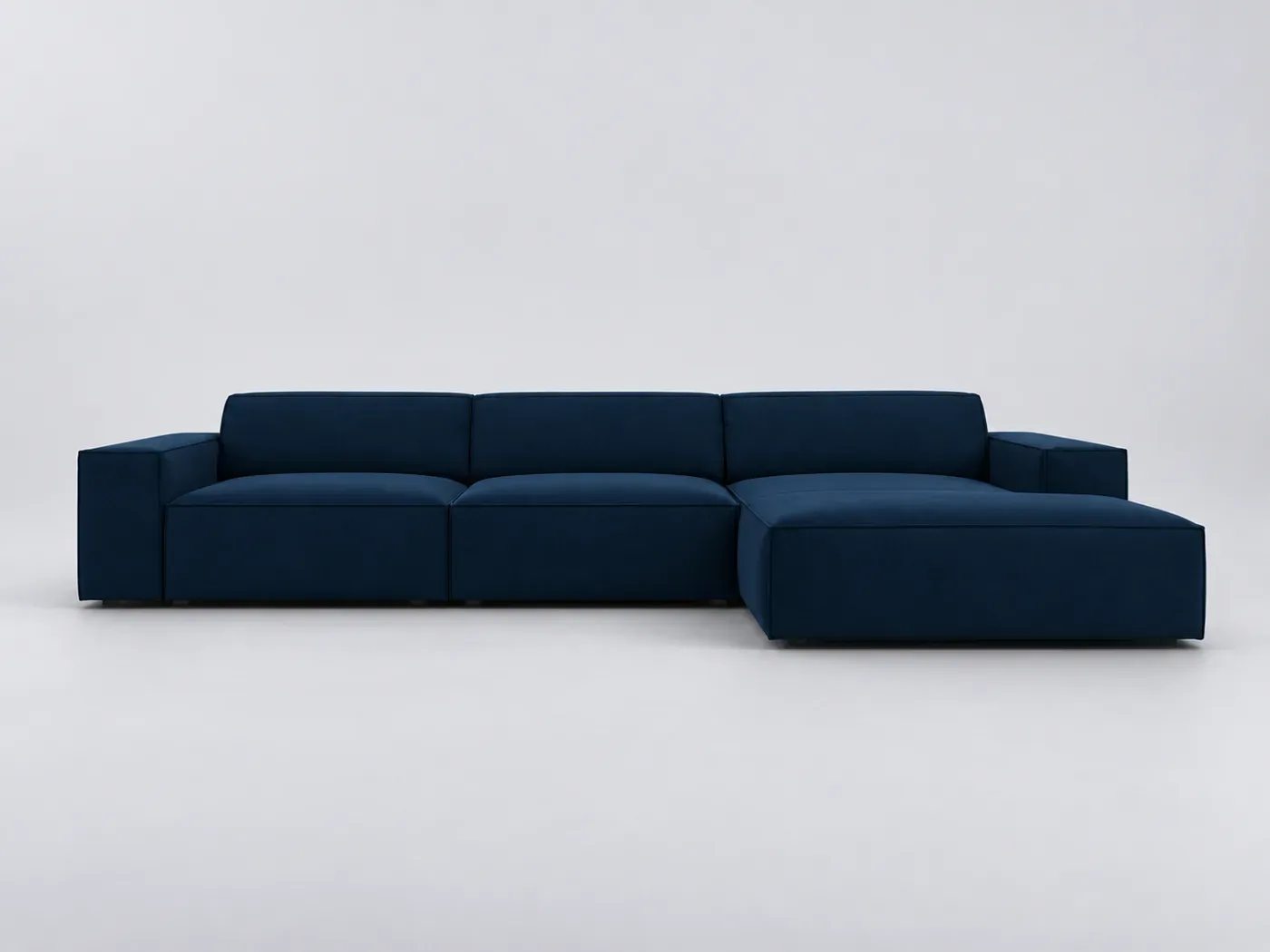 Canapé Jodie Maisons du Monde, 4 places d'angle fixe, velours, coloris bleu roi