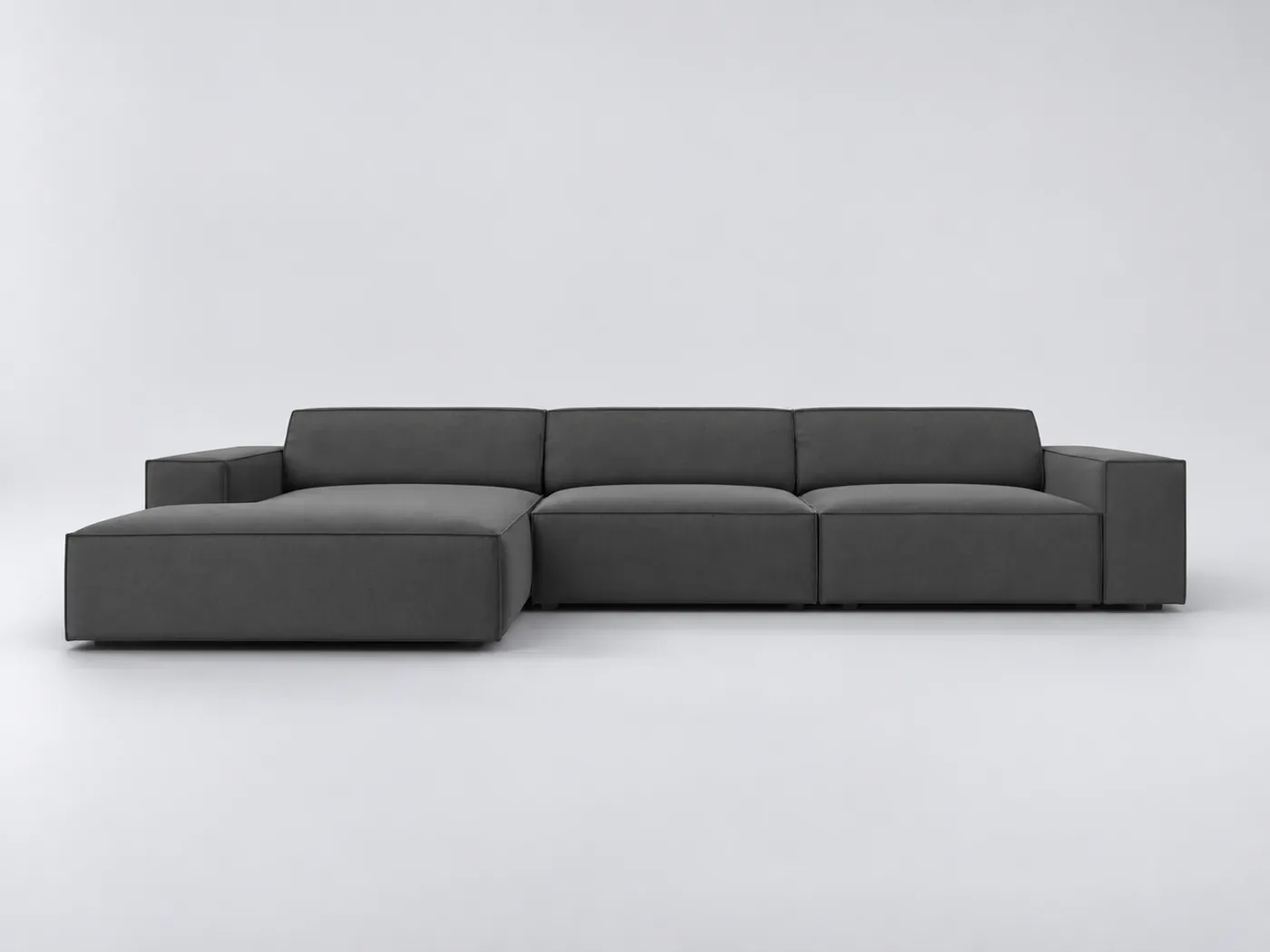 Canapé Jodie Micadoni Home, 4 places d'angle fixe, velours, coloris gris