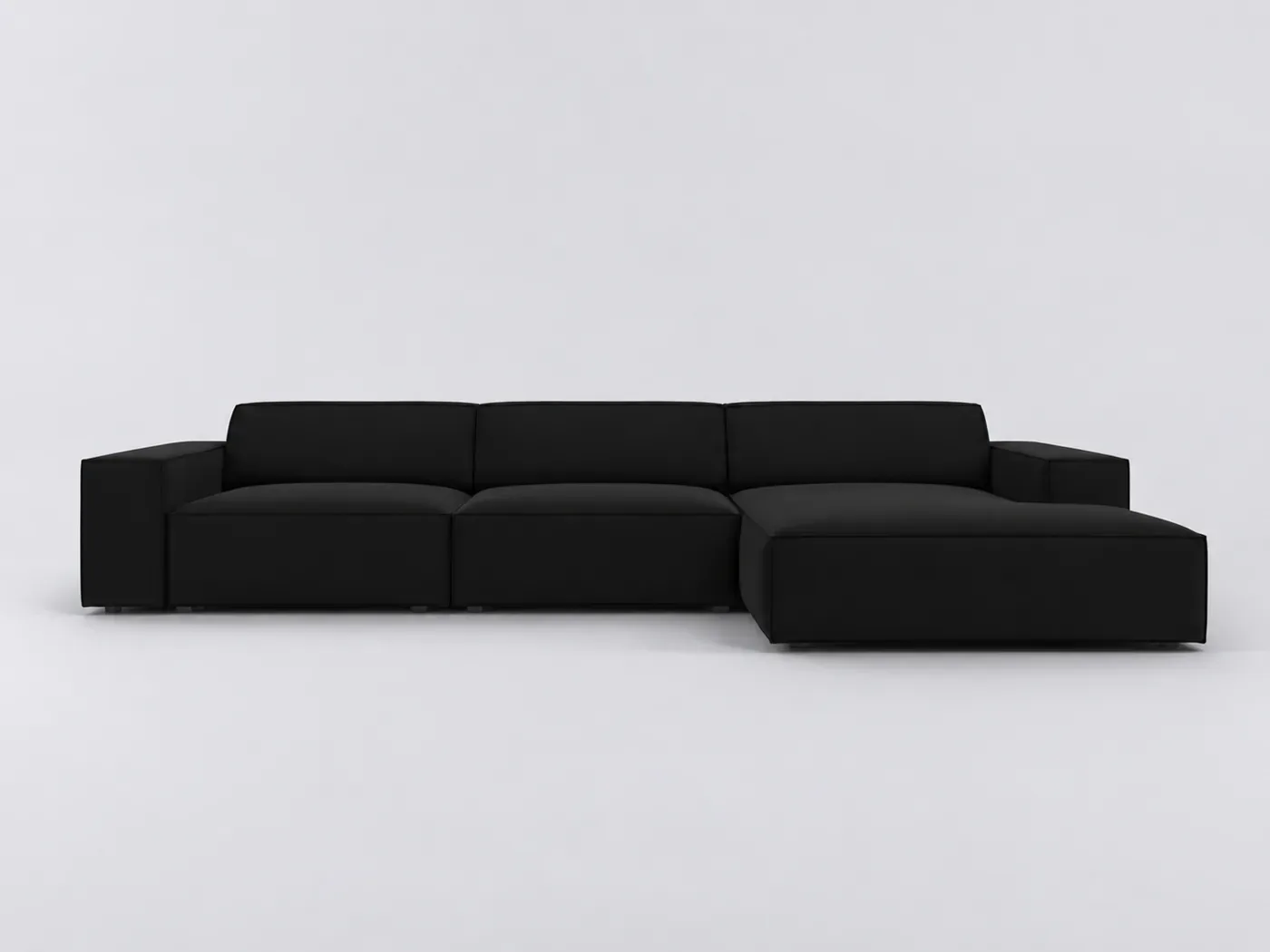 Canapé Jodie Maisons du Monde, 4 places d'angle fixe, velours, coloris noir