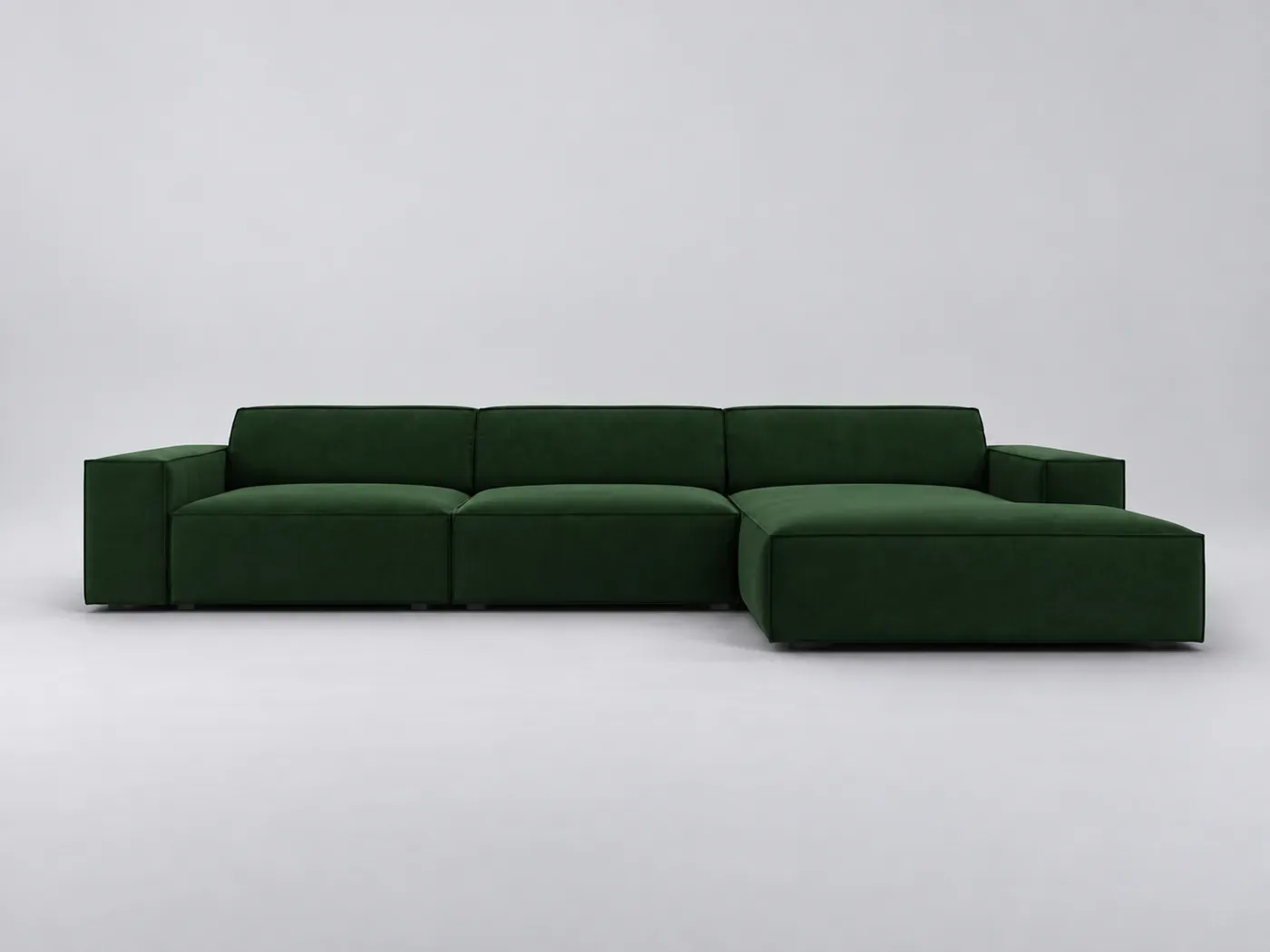 Canapé Jodie Maisons du Monde, 4 places d'angle fixe, velours, coloris vert bouteille