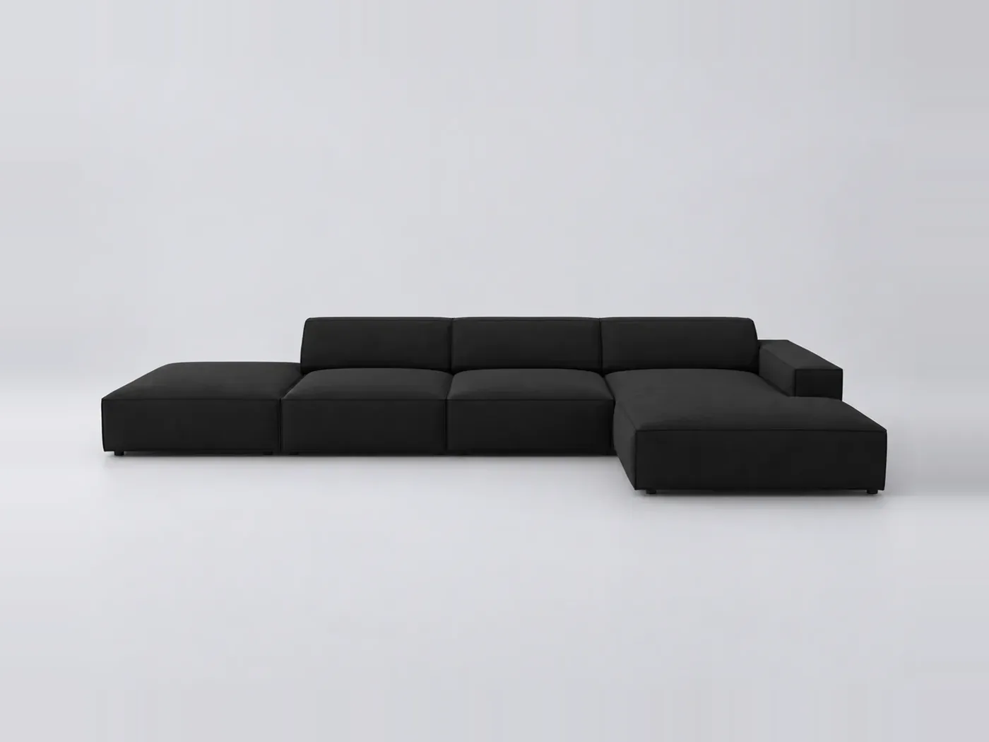 Canapé Jodie Maisons du Monde, 5 places d'angle fixe, tissu, coloris noir