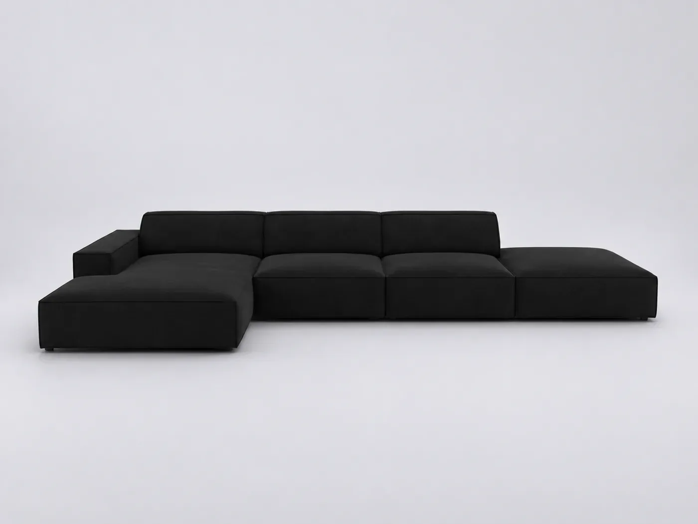 Canapé Jodie Maisons du Monde, 5 places d'angle fixe, velours, coloris noir