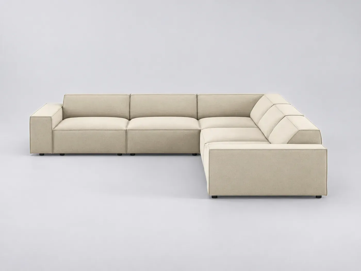 Canapé Jodie Maisons du Monde, 6 places d'angle fixe, velours, coloris beige fonce