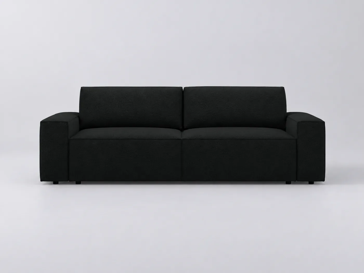 Canapé Jodie Maisons du Monde, 3 places droit convertible, bouclette, coloris noir