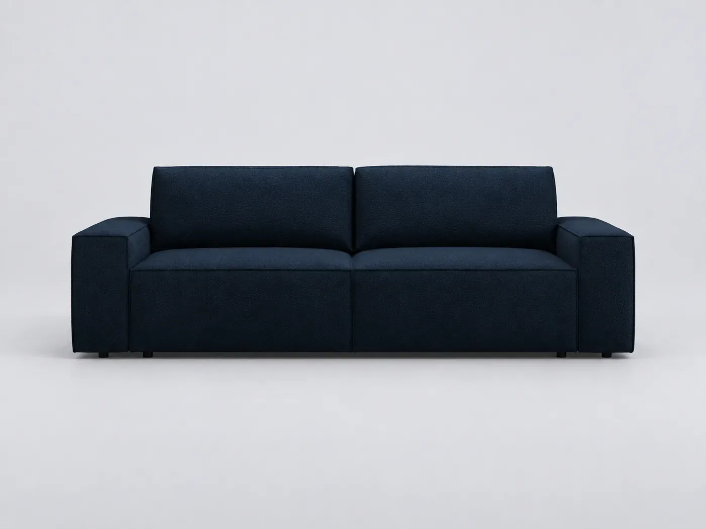 Canapé Jodie Maisons du Monde, 3 places droit fixe, bouclette, coloris bleu foncé