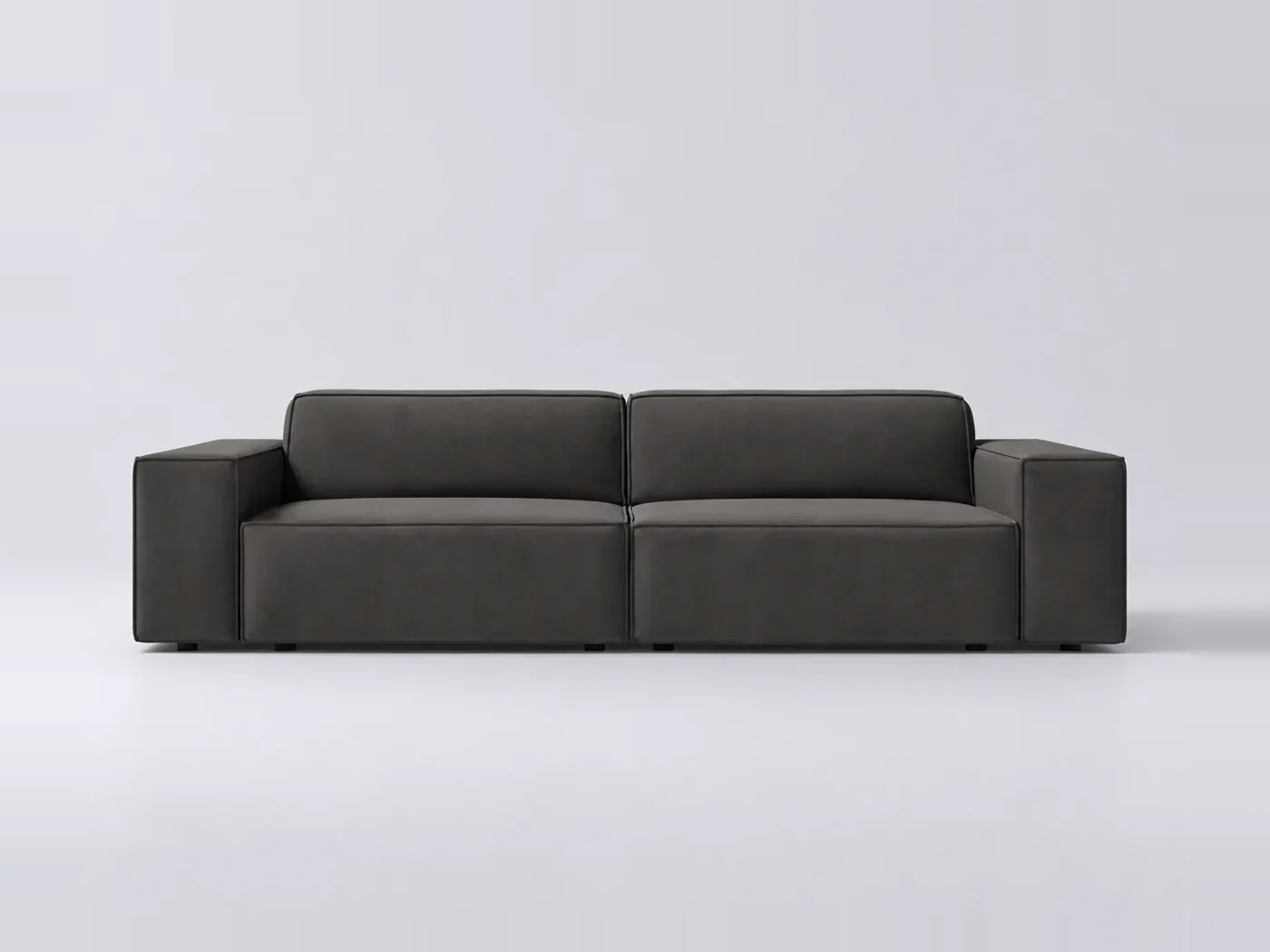 Canapé Jodie Maisons du Monde, 3 places droit fixe, velours, coloris gris
