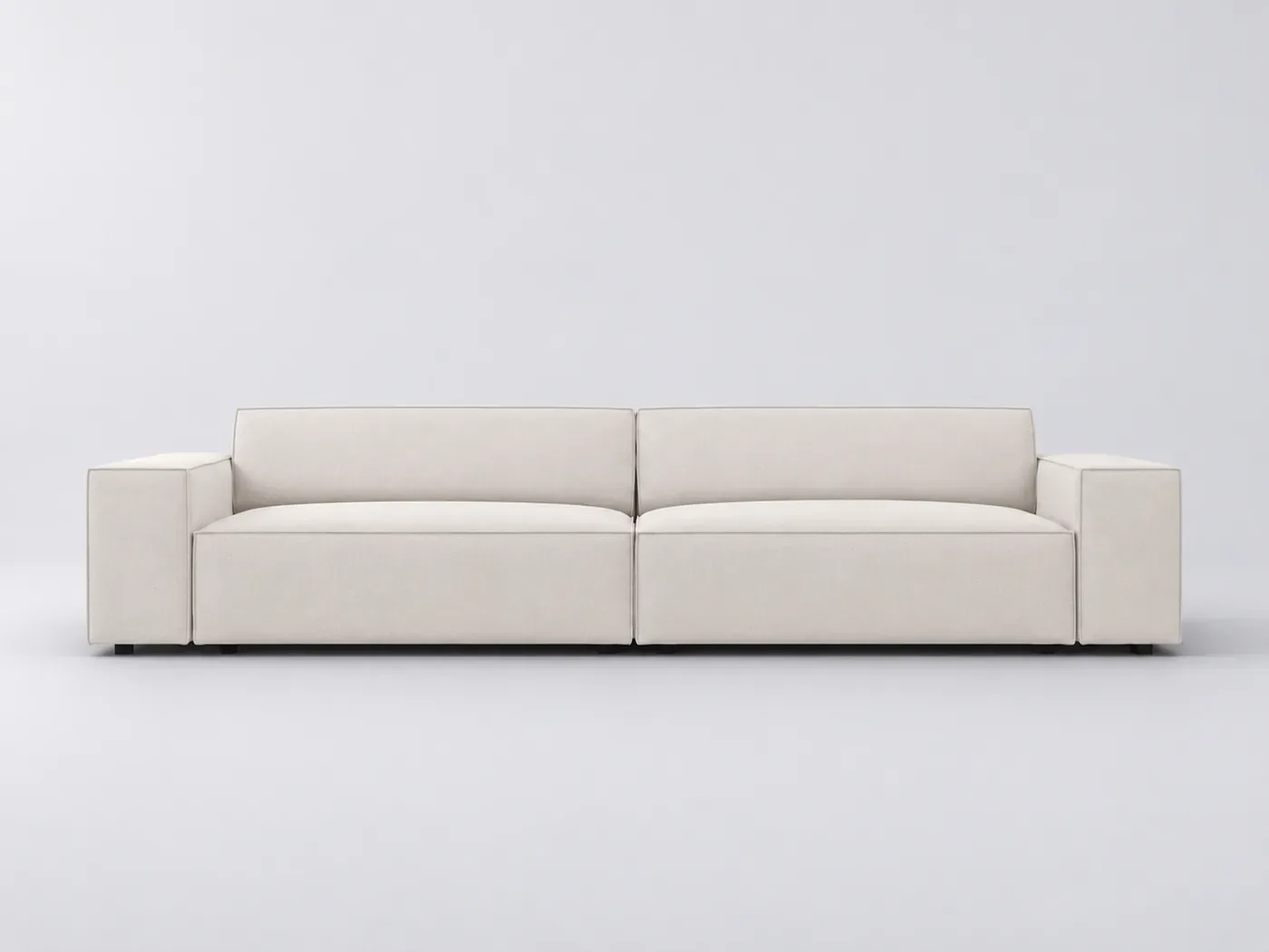 Canapé Jodie Micadoni Home, 4 places droit fixe, tissu, coloris beige clair