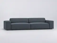 Canapé Jodie Maisons du Monde, 4 places droit fixe, tissu, coloris bleu