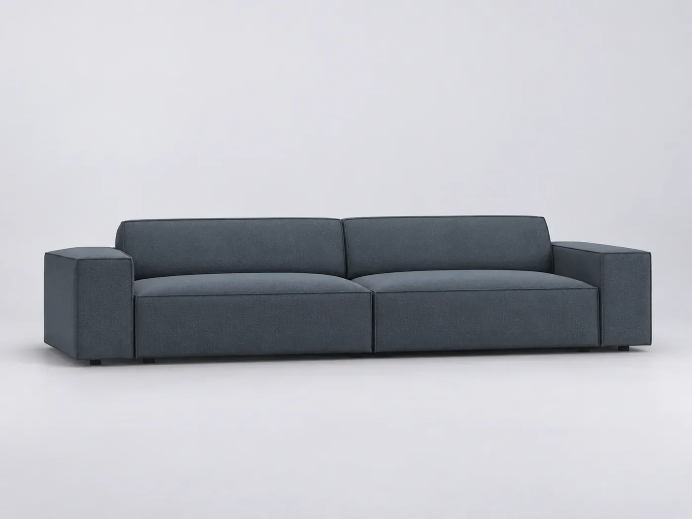 Canapé Jodie Maisons du Monde, 4 places droit fixe, tissu, coloris bleu