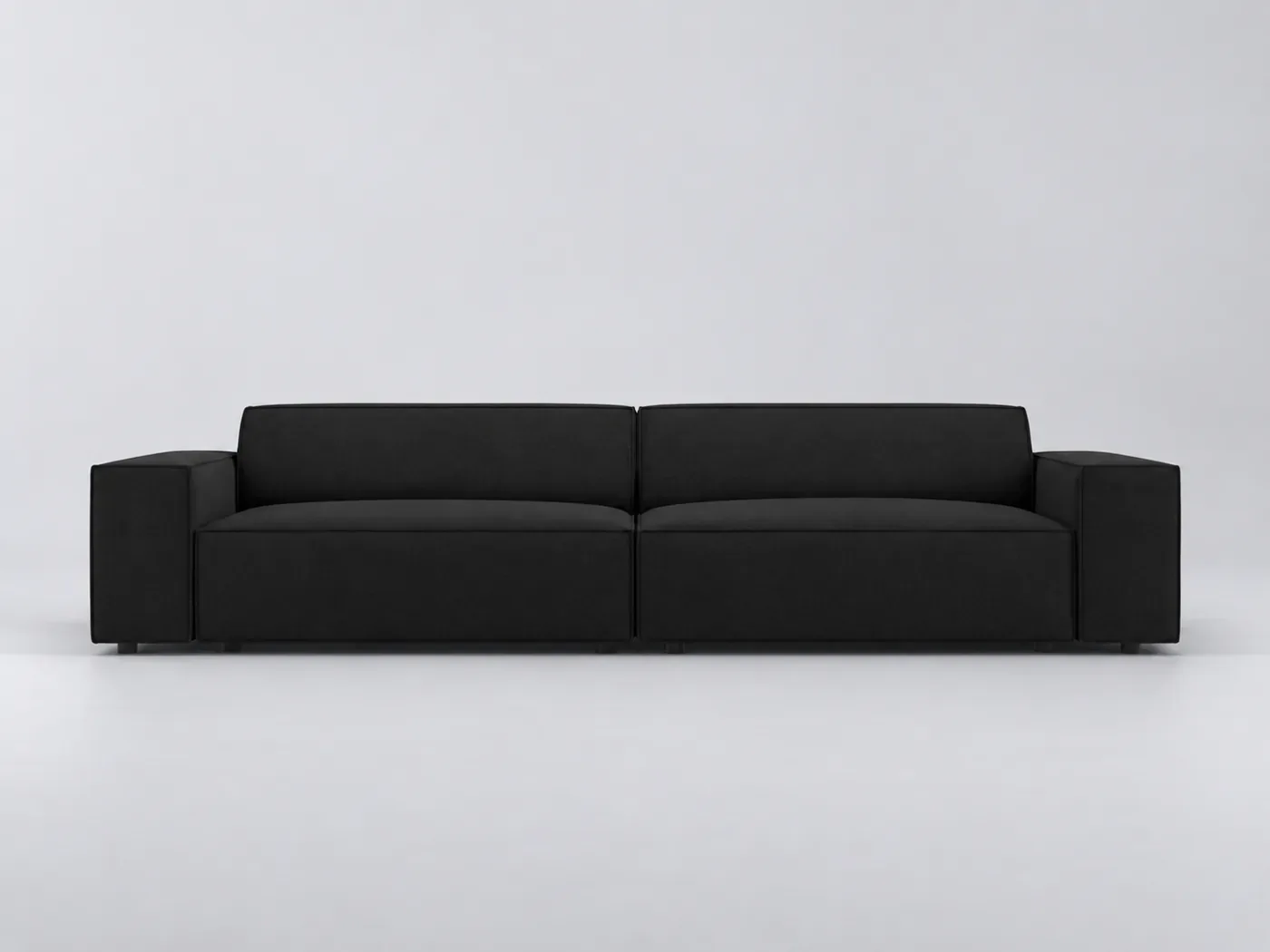 Canapé Jodie Micadoni Home, 4 places droit fixe, tissu, coloris noir