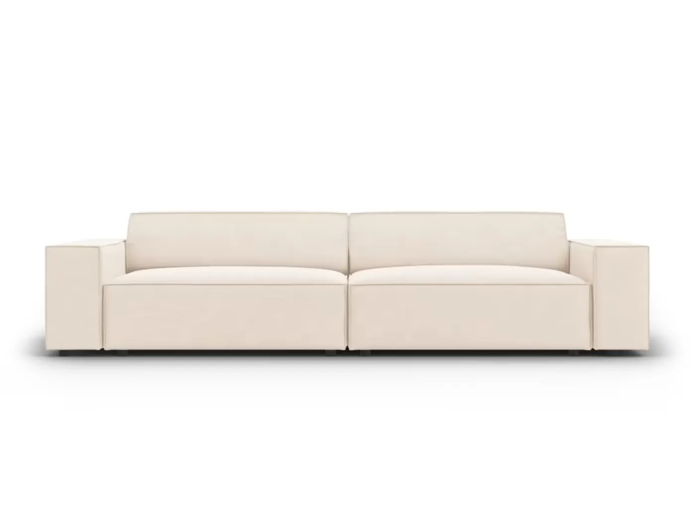 Canapé Jodie Maisons du Monde, 4 places droit fixe, velours, coloris beige clair