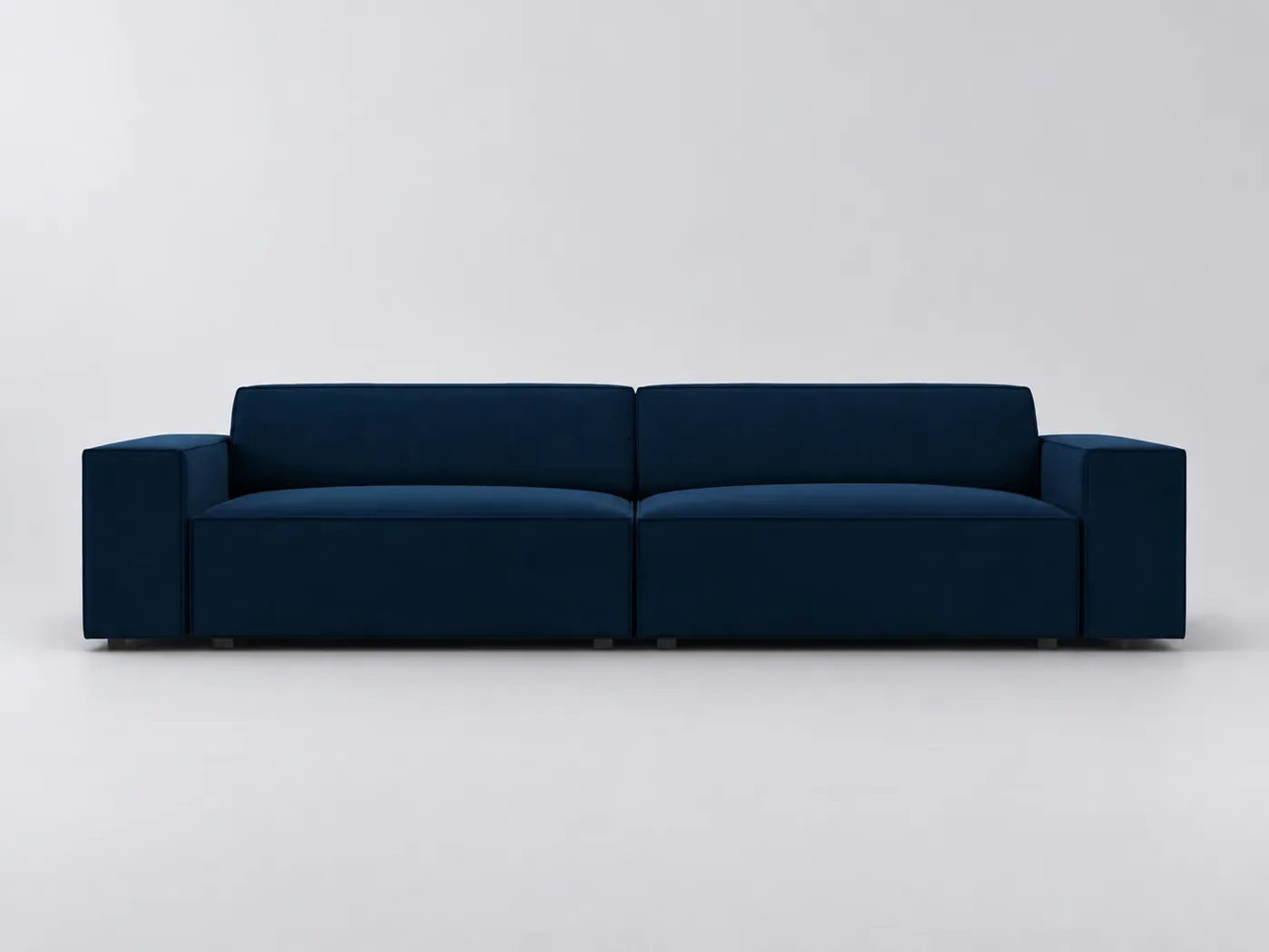 Canapé Jodie Micadoni Home, 4 places droit fixe, velours, coloris bleu roi