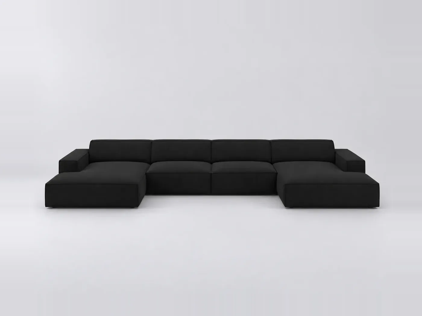 Canapé Jodie Micadoni Home, 6 places panoramique fixe, tissu structurel, coloris noir