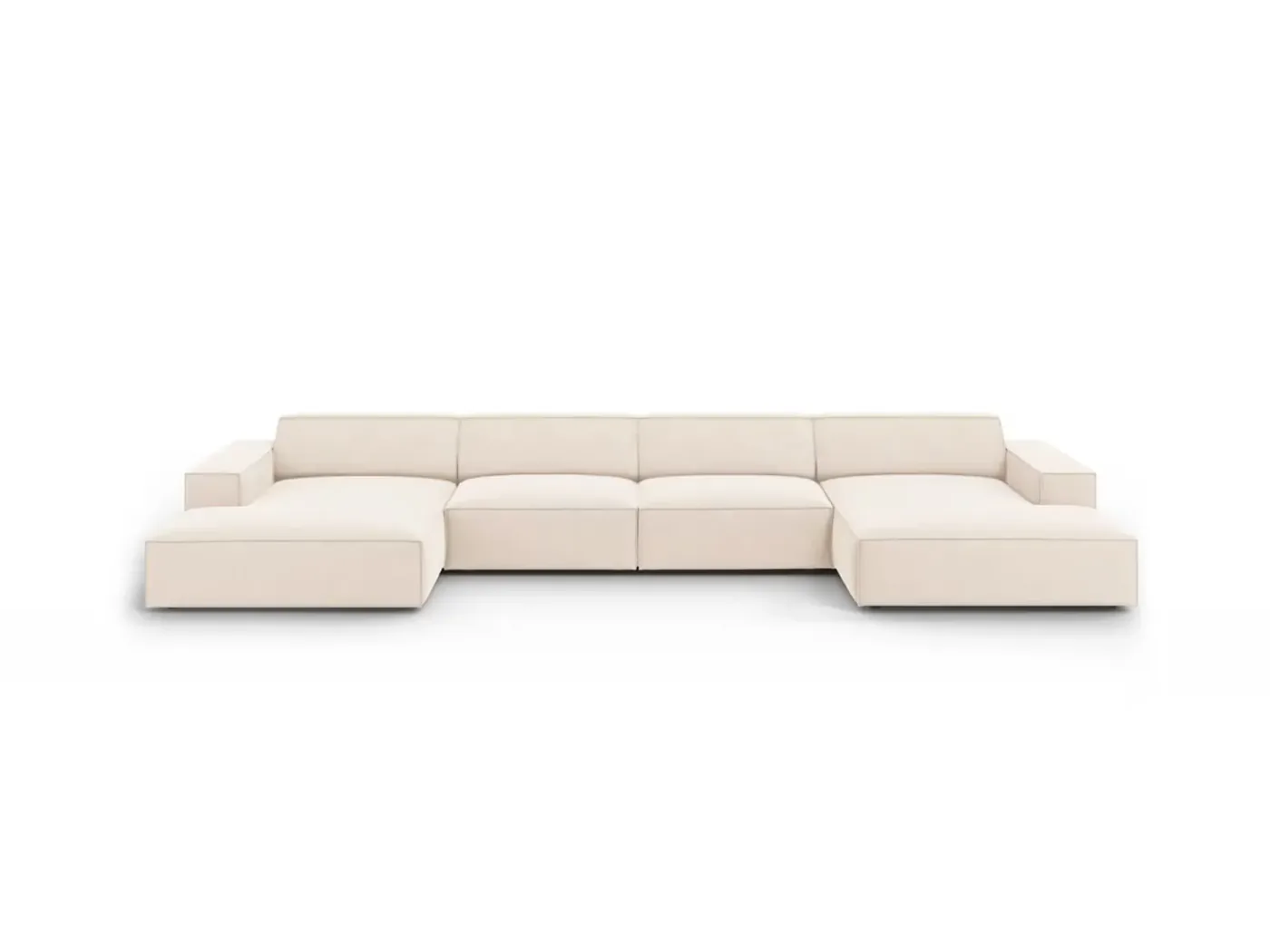 Canapé Jodie Maisons du Monde, 6 places panoramique fixe, tissu, coloris beige clair