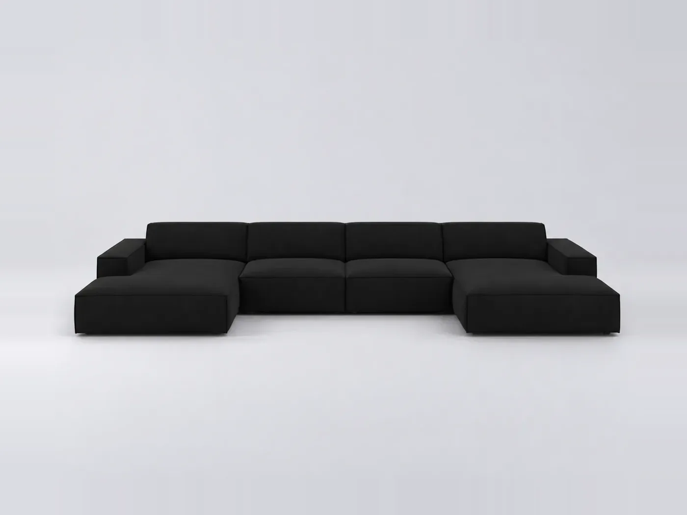 Canapé Jodie Maisons du Monde, 6 places panoramique fixe, tissu, coloris noir