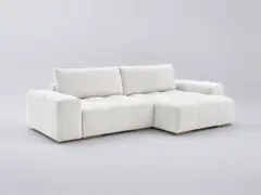 Canapé Anakin Bobochic, 4 places d'angle convertible réversible, bouclette, coloris blanc