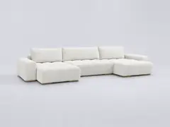 Canapé Anakin Bobochic, 6 places panoramique convertible, coloris blanc