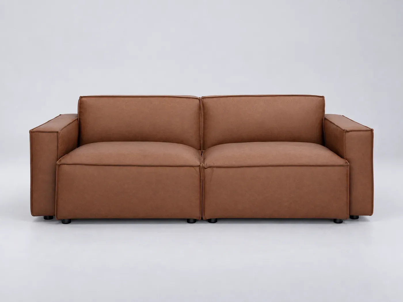 Canapé Split Miliboo, 3 places modulable fixe, coloris cuir marron