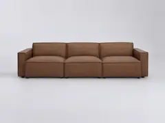 Canapé Split Miliboo, 4 places modulable fixe, coloris cuir marron