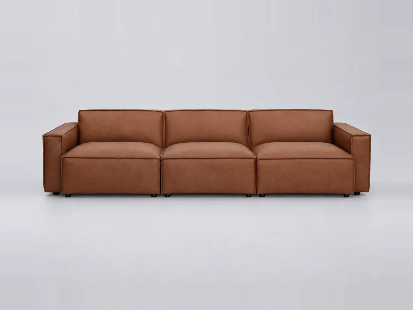 Canapé Split Miliboo, 4 places modulable fixe, cuir, coloris cuir marron