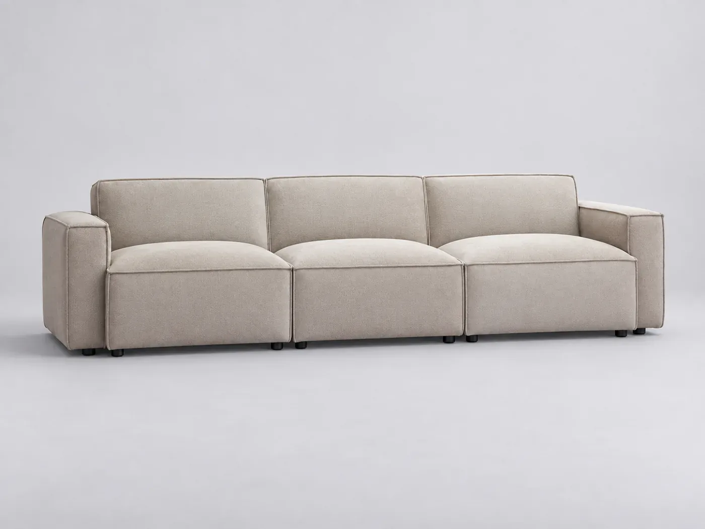 Canapé Split Miliboo, 4 places modulable fixe, coloris effet velours texturé beige