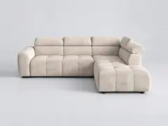 Canapé Moby Conforama, 5 places d'angle convertible, coloris beige